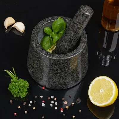 Produktbild von relaxdays Žulový hmoždíř s pěchovadlem na pesto