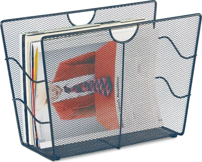 Produktbild von Relaxdays Zeitungsständer, moderner Zeitungshalter, freistehend, Mesh-Optik, HxBxT: 27 x 39,5 x 17 cm, Metall, anthrazit