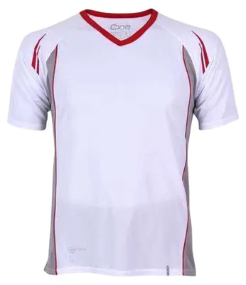 Image de Cona Sports - T-shirt « Club Tech » à col en V pour homme LT3107 (XL) (blanc/rouge)