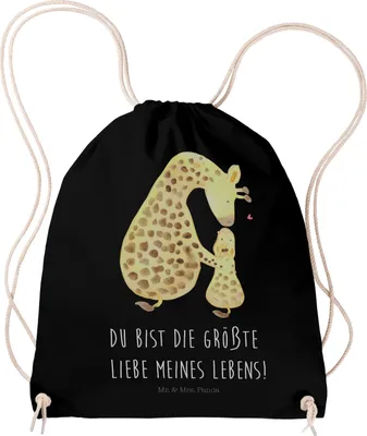 Produktbild von Mr. & Mrs. Panda Stoffbeutel Giraffe Kind - Schwarz - Geschenk, Turnbeutel, Lieblingsmensch, Jutebeutel, Beutel, Sohn, Afrika, Mutter, wander rucksack, Tochter, Mama