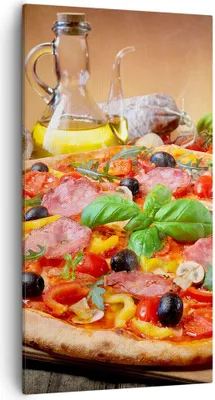 Produktbild von Bild auf Leinwand - Leinwandbild - Pizza Käse Tomaten - 55x100cm - Wand Bild - Wanddeko - Leinwanddruck - Bilder - Kunstdruck - Wanddekoration - Leinwand bilder - Wandkunst - PA55x100-4024