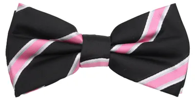 Produktbild von Fabio Farini - 1 Stück Herren Streifen Fliegen - Männer Querbinder Vorgebunden Bowtie Streifen - Schwarz/Rosa/Silbergrau/Weiß