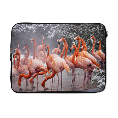 Produktbild von MuchoWow® Laptop Hülle 14 ZollFlamingo - Schnee - Wasser Laptoptasche - Laptoptasche - Stoßsicher - Schutzhaube