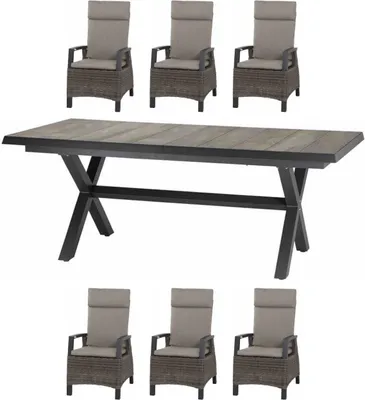 Produktbild von Siena Garden 7-teilige Sitzgruppe Corido Dining/Sincro Ausziehtisch 200/260x100 cm Tischgruppe