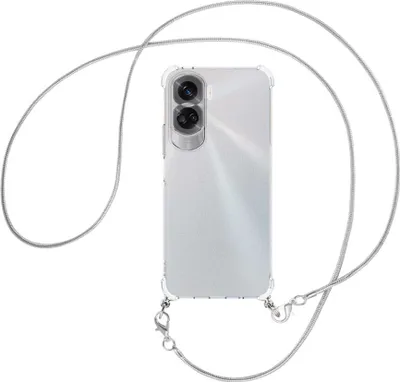 Produktbild von Handykette Backcover-Schutzhülle mit Band (Metall silberfarben) für Honor 90 Lite 5G (6.7'') - silberfarbene Snake-Kette