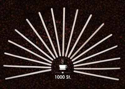 Produktbild von 1000 St. Rührstäbchen Kaffeestäbchen aus Birkenholz 18 cm x 6mm - Umweltfreundlich, biologisch abbaubar
