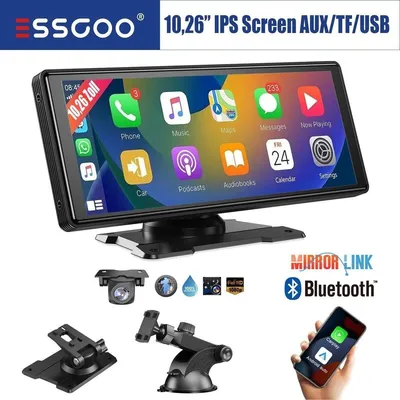 Produktbild von Autoradio 10 Zoll Touchscreen Apple Carplay Android Auto kabellos mit Rückfahrkamera AHD Bluetooth Freisprechfunktion Navigation FM Radio USB SD-Karte