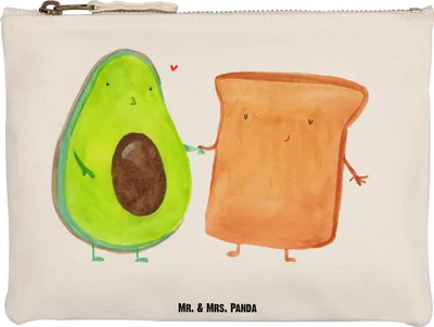 Produktbild von Mr. & Mrs. Panda aufbewahrungstasche Avocado Toast Grösse XL Große - Weiß - Geschenk, Hochzeit, Kosmetiktasche, Federtasche, Freundin, Pouch, beauty case, Kulturbeutel