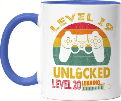 Produktbild von Level 19 Unlocked Level 20 Loading Tasse Blau 19. Geburtstag Konsole Happy Birthday Controller Gamepad Spiel