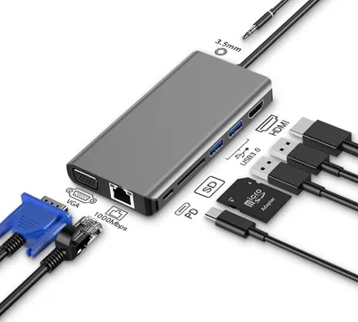 Produktbild von 8-in-1-USB-C-Hub, USB-C-Multiport-Adapter mit 4K HDMI, Ethernet-Eingang, 2xUSB-Anschlüsse, USB-C-PD-Aufladung für MacBook Pro, iPad Pro, XPS15, Pixelbook usw