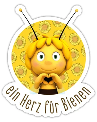Produktbild von Spreadshirt Biene Maja Ein Herz Für Bienen Sticker Aufkleber, 10 x 10 cm, Mattweiß