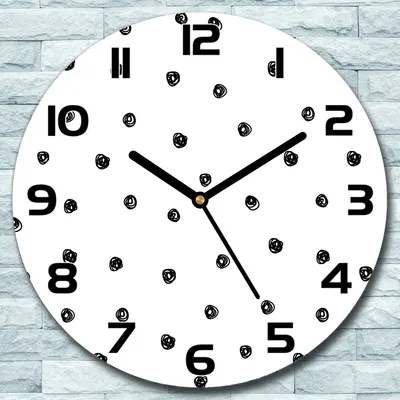 Produktbild von Wanduhr aus Glas Rund fi 30 Schwarze Punkte Quarz Deko Wohnzimmer Büro