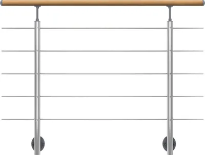 Produktbild von Dolle Brüstungsgeländer zur Wandmontage 1,5m Aluminium mitlaufende Edelstahlstäbe, Pfosten rund Handlauf Eiche versiegelt, rund