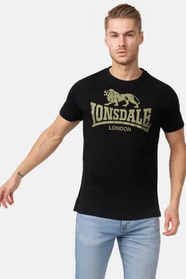 Produktbild von Herren T-Shirt normale Passform LOGO Black/Olive M Lonsdale