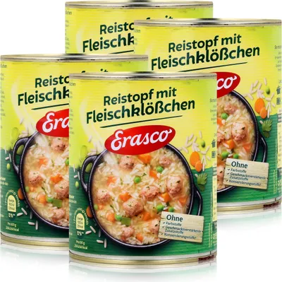 Produktbild von Erasco Reistopf mit Fleischklößchen 800g Fertigessen (4er Pack)