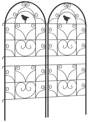 Produktbild von Outsunny Rankgitter Metall 2er Set rostfrei Rankhilfe mit Vogeldesign Schwarz