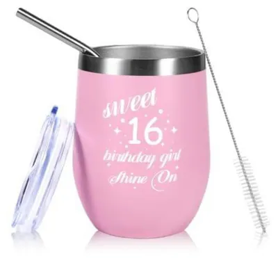 Produktbild von Becher "Sweet 16" 350ml für Mädchen zum 16. Geburtstag