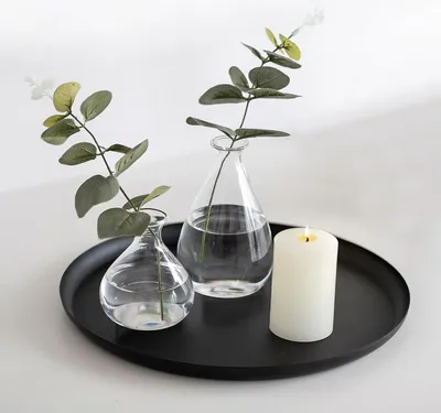 Produktbild von Sziqiqi Kerzentablett Schwarz 28cm Metall Deko Stumpenkerzen Rund Modern