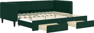 Obrázok produktu pre vidaXL Rozkladacia posteľ so zásuvkami Tmavo zelená 90x200 cm Velvet