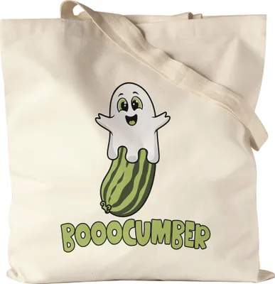 Produktbild von Booocumber Gurkenmotiv Jutebeutel Geschenkidee Halloween Geist Gemüse