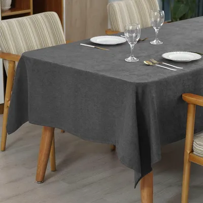 Zdjęcie produktu dla Obrus prostokątny wodoodporny dekoracyjny 140x180 cm – szary, mikrowelur