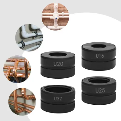 Immagine prodotto di Set di 4 ganasce per crimpatura tubi - Ganasce per pinze crimpatrici - 16/20/25/32 mm - Acciaio Cr45 - Adatte per tubi PEX, multistrato di alluminio, PB. - Colore: nero