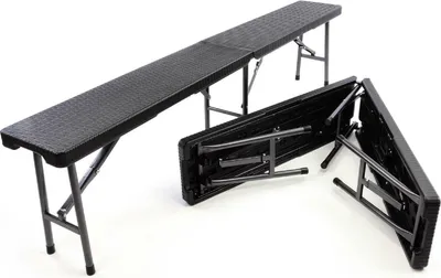 Produktbild von VCM Partybank 2er Set Klappbank | Rattan-Optik | schwarz Bierbank | bis 200 kg | Füße sind mit Gummischonern versehen | Maße L. 180 x B. 25 x H. 43 cm