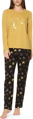 Image de Pyjama pour femme Merry Style MS10-169 (jaune moutarde/étoiles, XL)