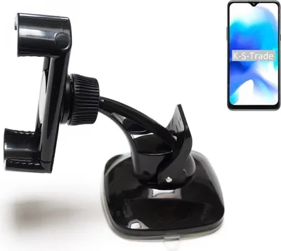 Produktbild von K-S-Trade kompakte Handy-Halterung Windschutzscheibe kompatibel mit Blackview A80s Armaturenbrett schwarz Autohalterung KFZ Halter Scheiben-Halterung