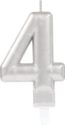 Obrázok produktu pre Amscan - Metalické - Sviečky "4" - vosk SG21204 (jedna veľkosť) (strieborná)