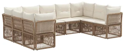 Immagine prodotto di Set di divani da giardino 9 pezzi Beige poly rattan