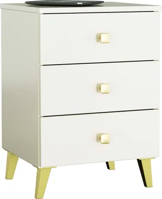 Produktbild von Nachttisch – Nachtkommode – Nachtkästchen– MOBI – Kaschmir – 40 cm – Moderner Beistellschrank mit drei Schubladen und elegantem Design