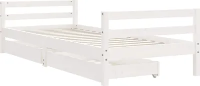 Produktbild von “2026 Modern“ Kinderbett mit Schubladen Weiß 90x190cm Massivholz Kiefer - Designermöbel 125954 - Kinderbetten