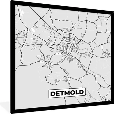 Produktbild von MuchoWow® Gerahmtes Poster Detmold - Karte - Stadtplan - Deutschland 40x40 cm - Poster mit Schwarzem Bilderrahmen Wandposter Rahmen Foto Bilder - Mit Rahmen - Wanddekoration Schlafzimmer