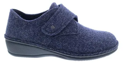 Produktbild von Finn Comfort Hausschuh Adelboden 6551-416048, Wollfilz, Dunkelblau, Klettverschluss, Fußbett zum Wechseln 41