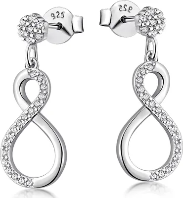 Produktbild von MATERIA by Matthias Wagner Unendlichkeit Ohrringe Silber 925 Damen Stecker hängend Zirkonia SO-470