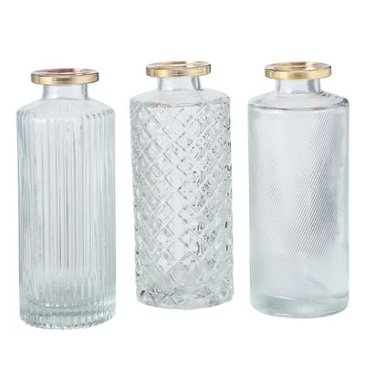 Vasen Set Adore 3-tlg. - Ø5x13cm transparent & gold