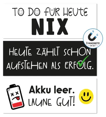 Produktbild von Magnete Sprüche 3er Set Büro-Humor – Deko für Tischkalender, Kühlschrank & Magnettafel