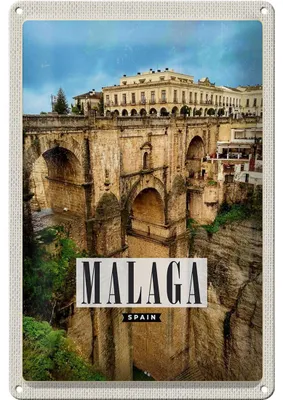 Produktbild von Blechschild Reise 20x30cm Malaga Spain Hafenstadt Urlaub