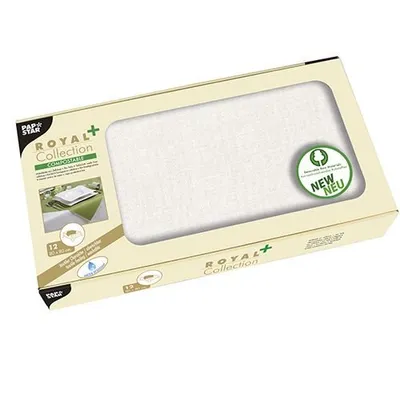 Produktbild von Papstar Wasserdichte Mitteldecken PV-Tissue, weiß "ROYAL Collection Plus" 80 x 80 cm 12 Stück