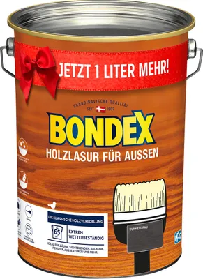 Produktbild von Bondex Holzlasur für Außen Dunkelgrau 5l Holzlasur Holzschutz Holz Lasur Schutz