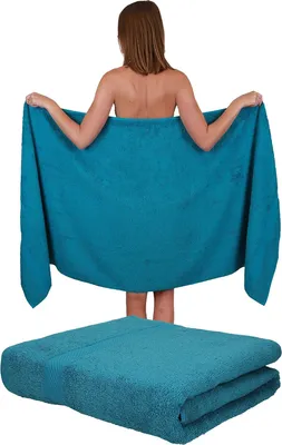 Productafbeelding van Famanu Saunatowel set van 2 - 100% katoen - XXL badhanddoek - Petrolblauw - 80 x 200 cm