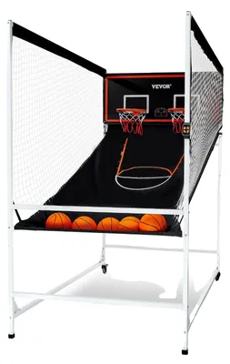 Produktbild von VEVOR Arcade Käfig Basketballspiel, 2-Spieler Indoor Basketballspiel, Heim-Dualshot-Sport mit 5 Bällen, 8 Spielmodi, elektronischer Punktestand und Luftpumpe, für Kinder, Erwachsene (Schwarz & Weiß)