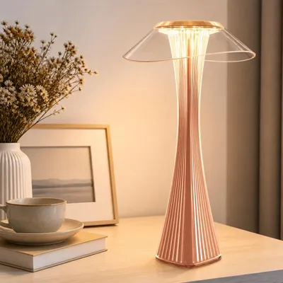 Zdjęcie produktu dla ZMH LED lampka stołowa, akumulatorowa, z regulacją jasności dotykową, nowoczesna lampka stołowa do sypialni, salonu i biura
