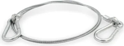 Produktbild von Drahtseil, Ø 1,5 mm, 7x7, beidseitiger Ringkabelschuh mit Karabiner 4x40, Stahl verzinkt | Länge 1000 mm