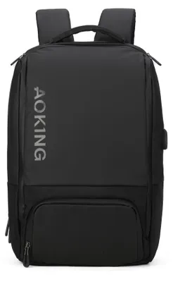 Produktbild von Unisex-Rucksack, schwarz, aus Polyester, mit Reißverschluss und multifunktionalen Fächern, 44x30x13 cm