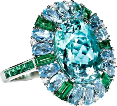 Produktbild von r Ring für Damen, künstlicher Smaragd und Aquamarin, Blumenring, Hochzeit, Party, Schmuck, Geschenk-US 8