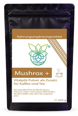 Produktbild von VITARAGNA Mushrox Plus Pulver 225 g Ballaststoffe Kollagen Pilzextrakte