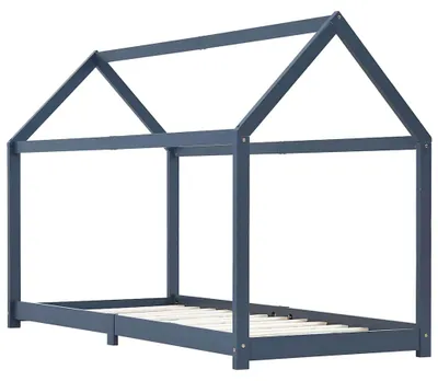 Produktbild von vidaXL Kinder-Bettgestell Grau Massivholz Kiefer 90 x 200 cm
