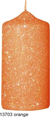 Produktbild von Glamour Glitter Stumpenkerzen orange, 120 x 60 mm, 4er Set